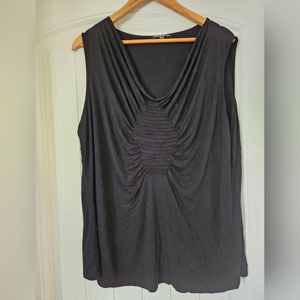 Cable & Gauge Black Ruched Tank Top 2X